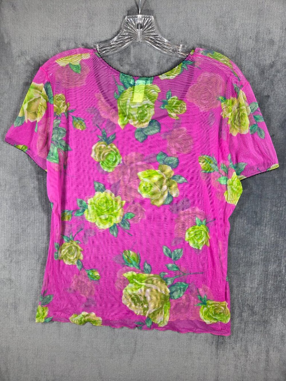 Dolce & Gabbana Top Womens Size XL Pink Floral Stretch Mesh RARE - Picture 7 of 7